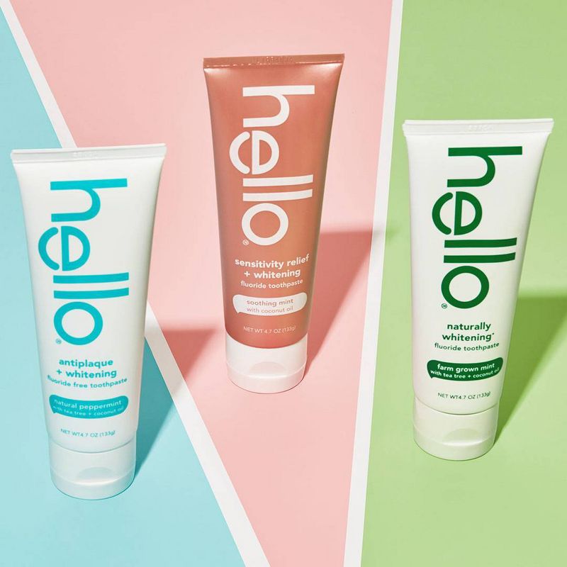 hello Sensitivity Relief + Whitening Fluoride Toothpaste - Soothing Mint Vegan & SLS Free - 4.7oz