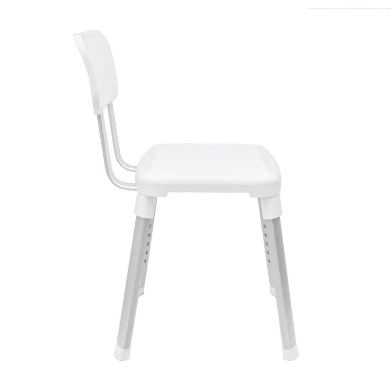 Deluxe Bathroom Chair with Back Support White - evekare
