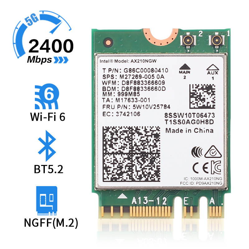 Dual Band 2974Mbps AX210NGW 802.11ax/ac Wireless card For Intel WI-FI 6E AX201 M.2 NGFF Bluetooth 5.2 Wifi Network Wlan 2.4G/5G