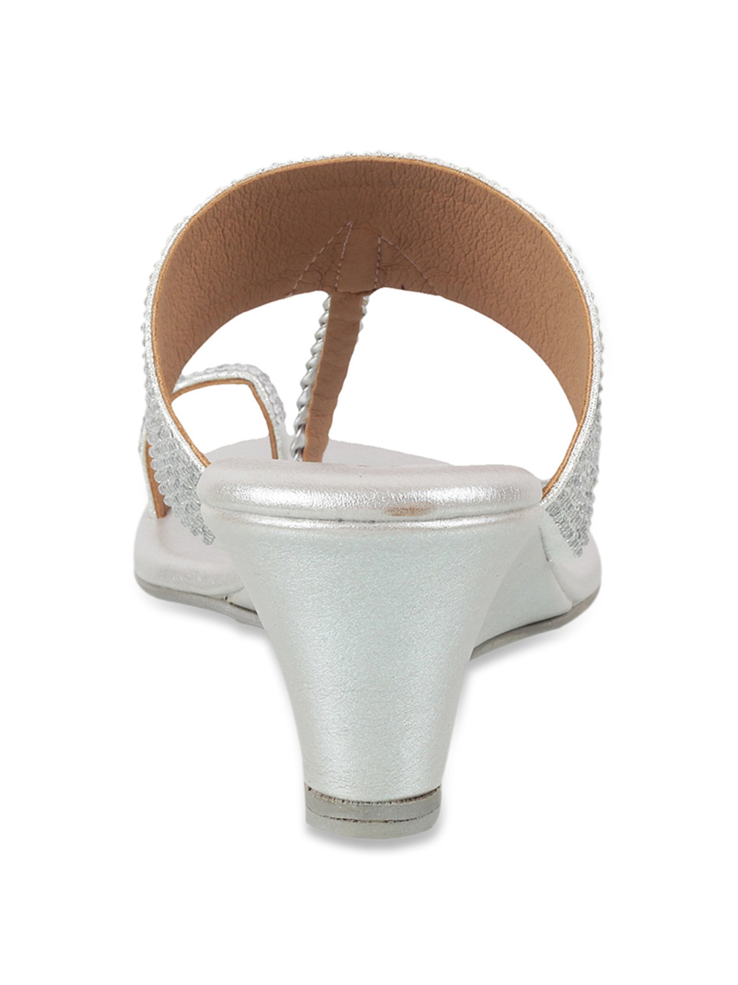 Mochi Women's Silver Toe Ring Wedges