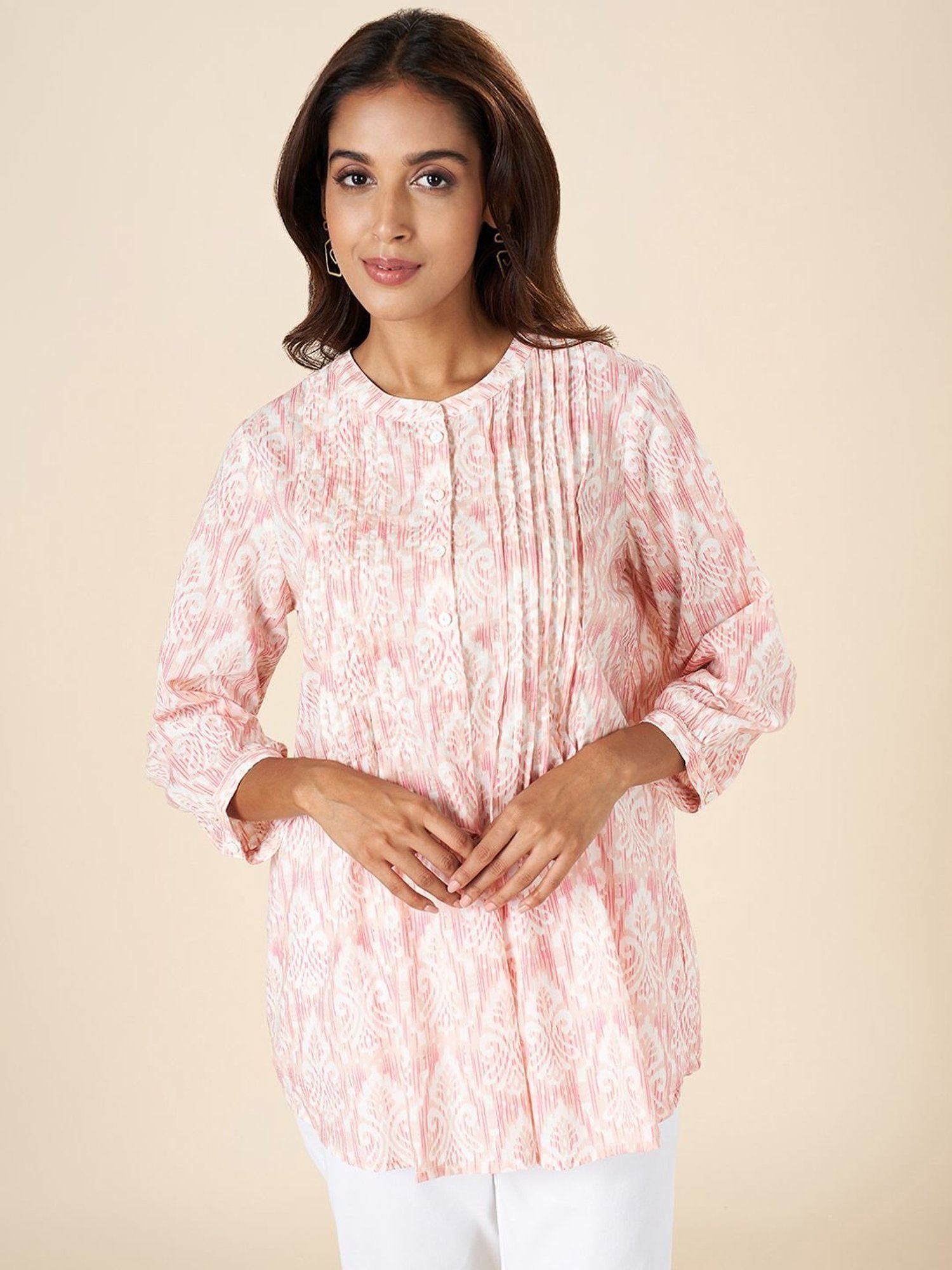 Akkriti by Pantaloons Blush Pink Cotton Printed Tunic