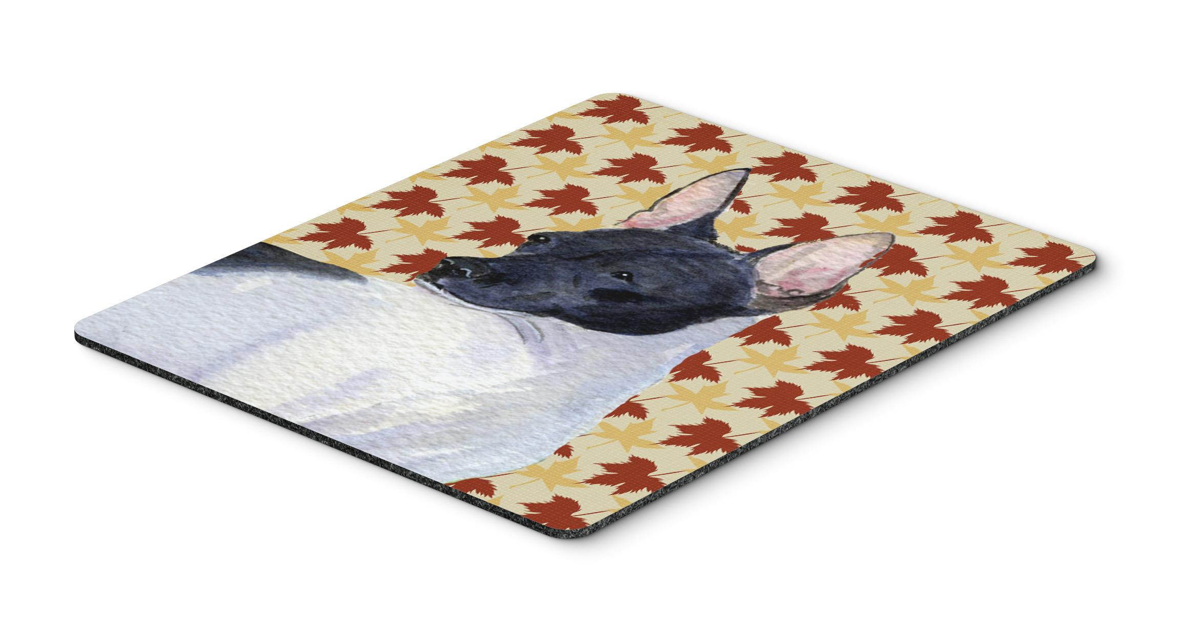 Rat Terrier Fall Leaves Portrait Mouse Pad, Hot Pad or Trivet