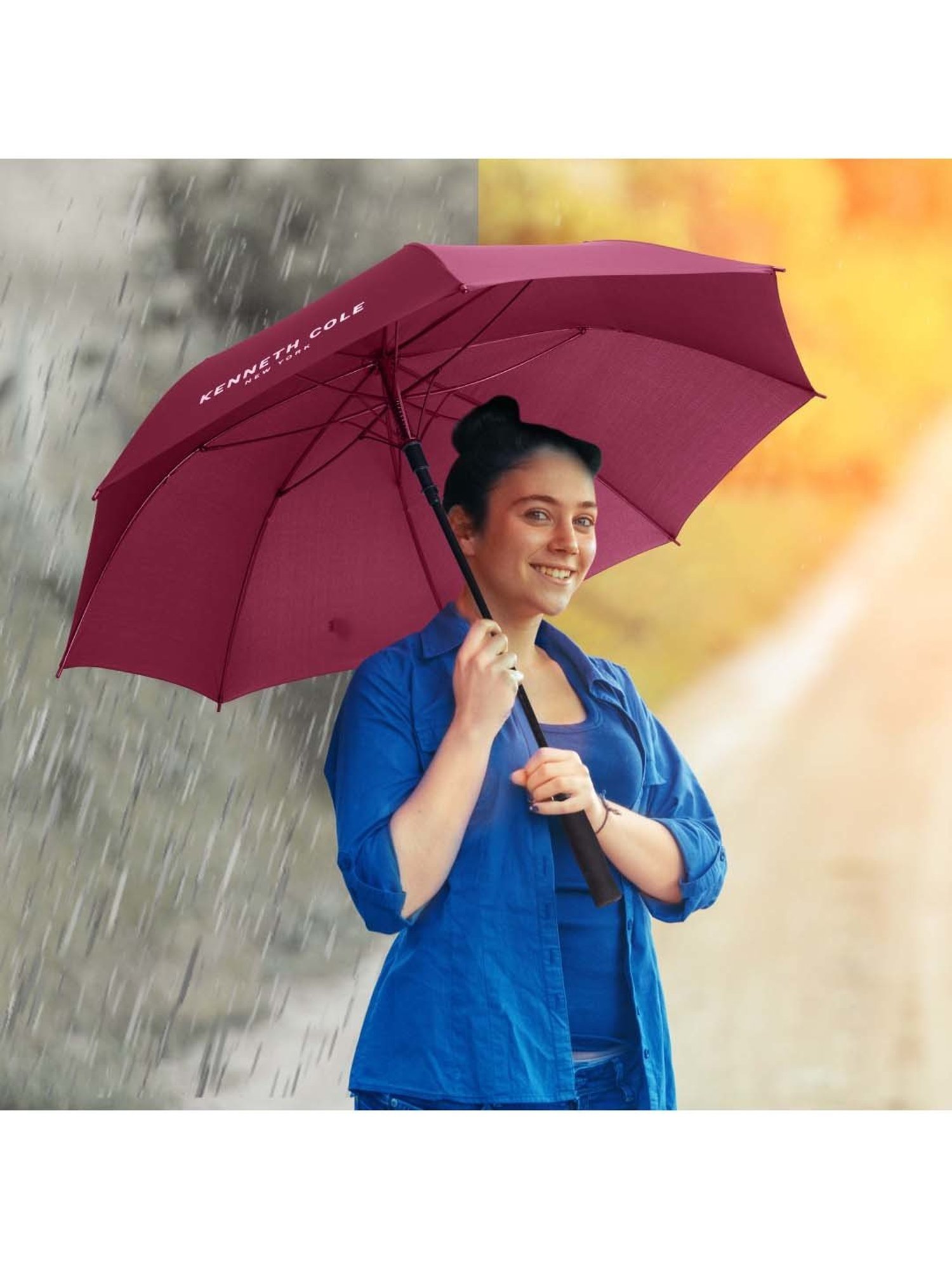 Kenneth Cole Maroon Logo Umbrella