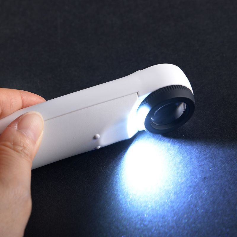 Magnifying Glass with Light, 40X Illuminated Handheld Magnifier 4000% Loupe w Handle,for Book and Newspaper , Jewelry, Stamps, Watches, Repair