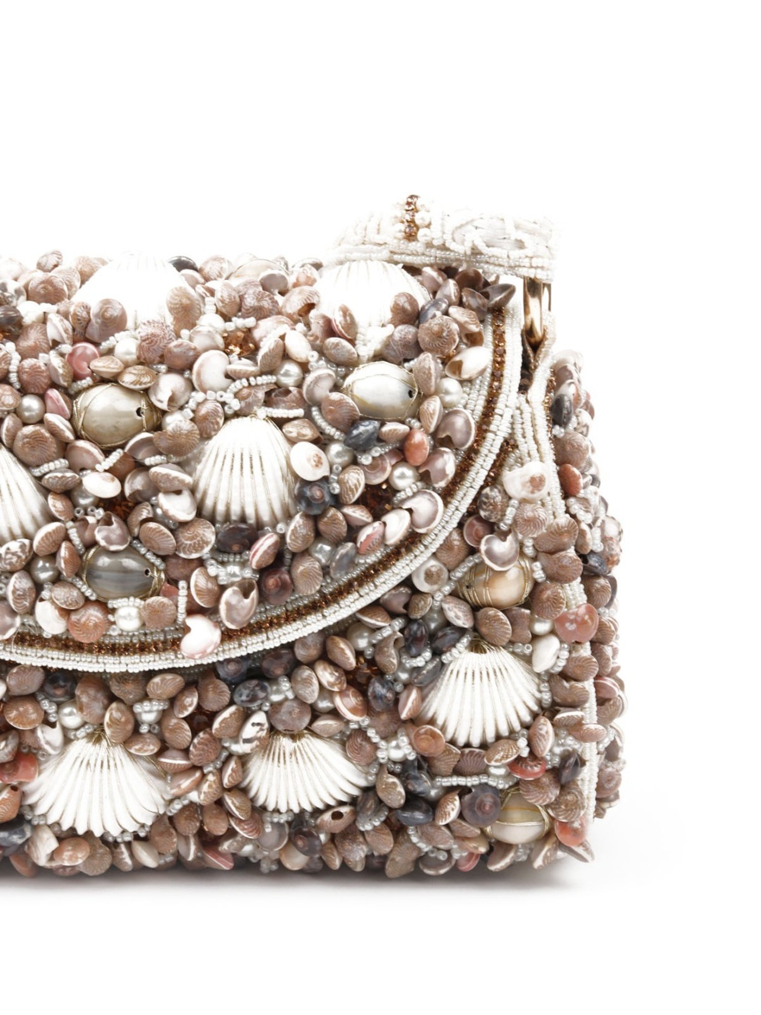 Odette Brown Embellished Handbag