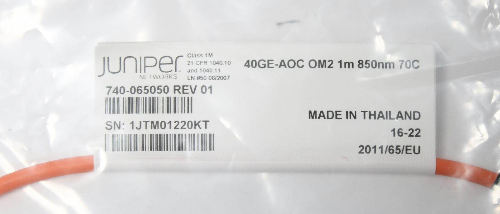 Juniper 40GE-AOC Active Optical Cable 1m QSFP 40Gb New Genuine 740-065050