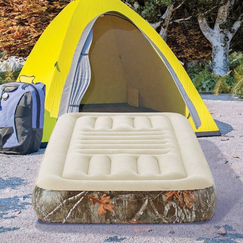 RealTree Edge Camo Lumbar Zone Support 10" Outdoor Air Mattress with Hands-Free Electric Pump - Twin