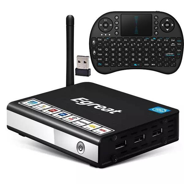 Egreat i6 Wintel Mini PC Windows 8.1 Intel Z3735F TV BOX Smart TV Receiver Media Player 2G RAM 32G ROM 2.4G/5G WIFI Bluetooth RII i8 Airmouse QWERTY Keyboard Bundle Kit 2.4G