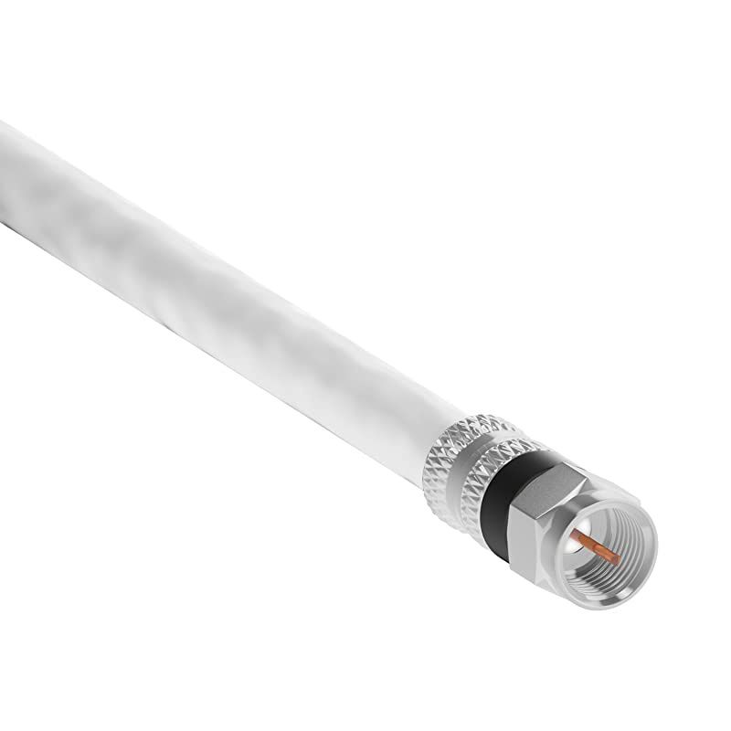 Coaxial Cable 20 Feet White 2 Pack RG6 FPin Triple Shielded UL CL2 inWall Rated RG6 Digital AudioVideo Includes Connectors and Cable Clips