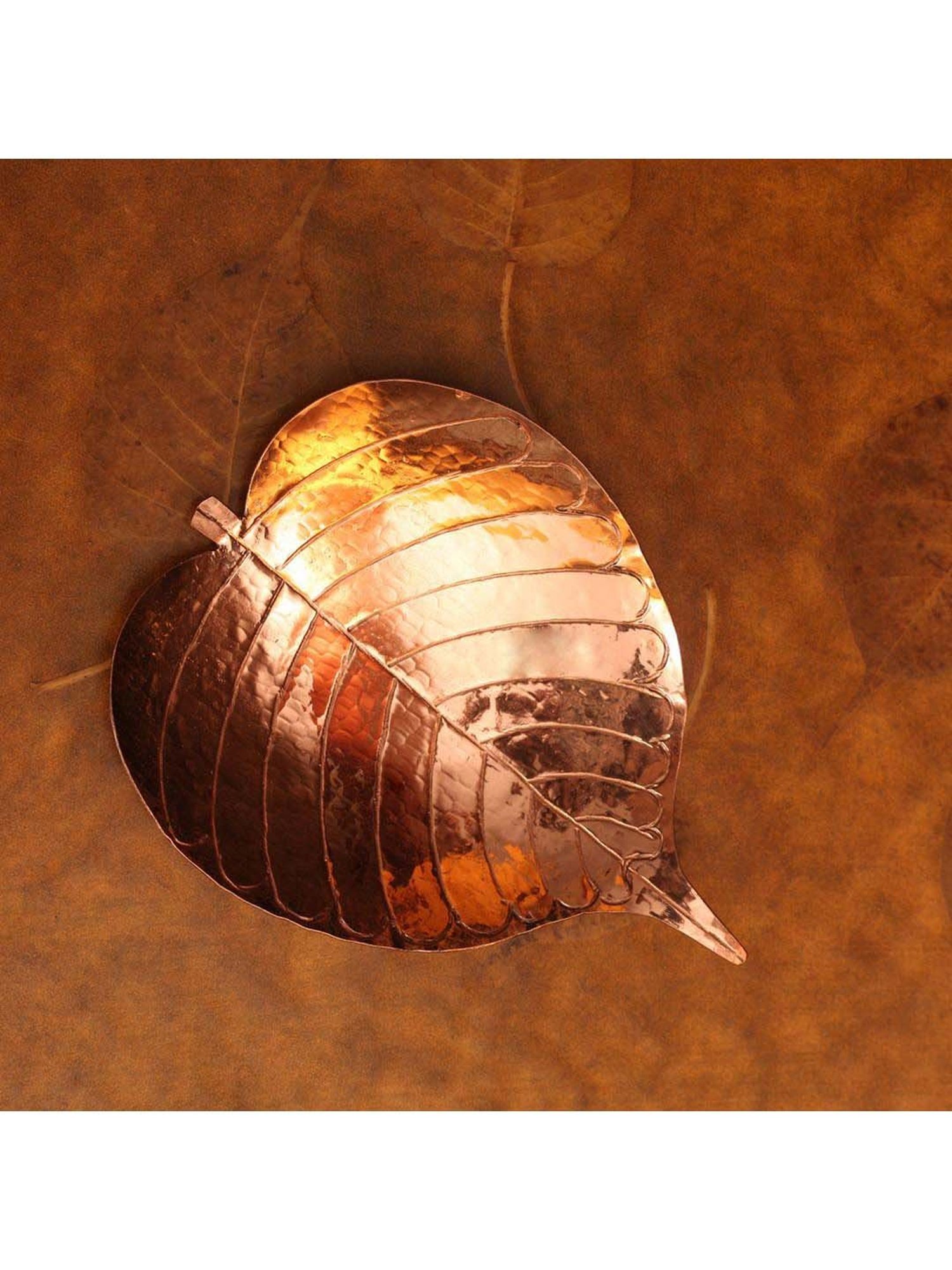 COPPRE Copper Prayer Leaf Platter - Set of 1