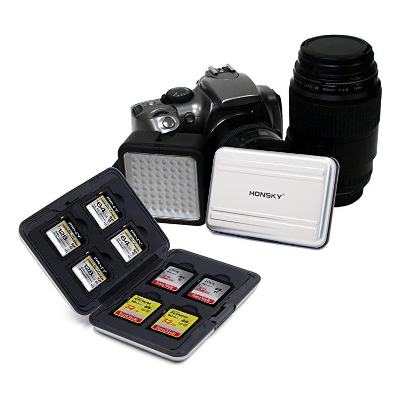 9 Sets Aluminum Water Resistant UHS-I SD Micro SD SDHC SDXC SecureDigital Memory Card Carrying Case Holder Organizer Box Keeper Computer Camera Media Storage Organization, Silver