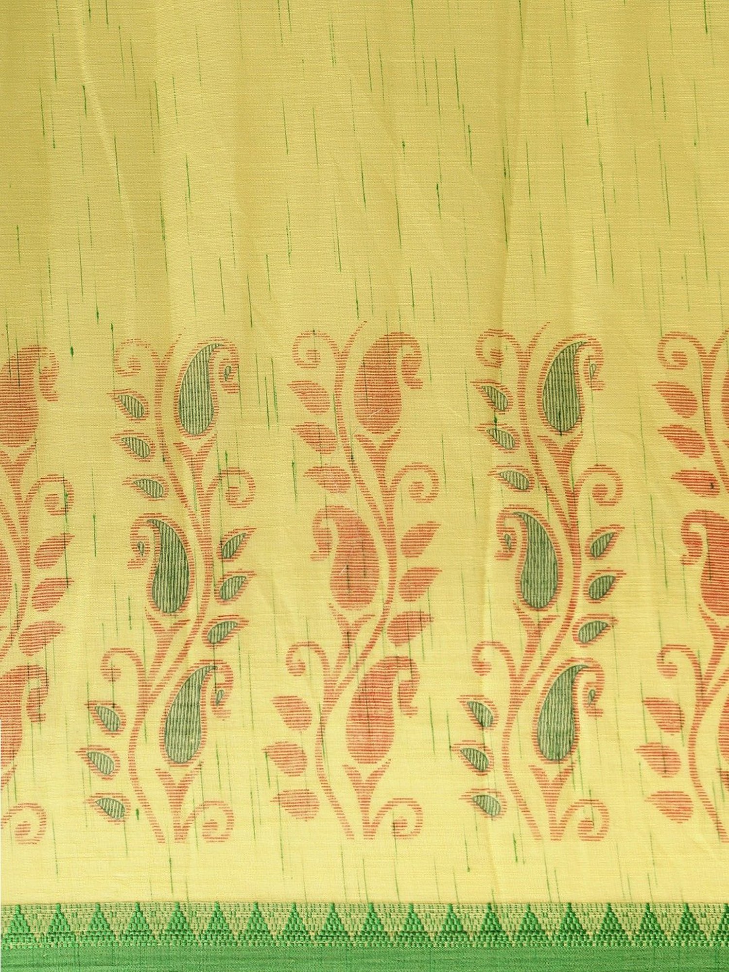 Vaamsi Yellow Printed Saree With Unstitched Blouse