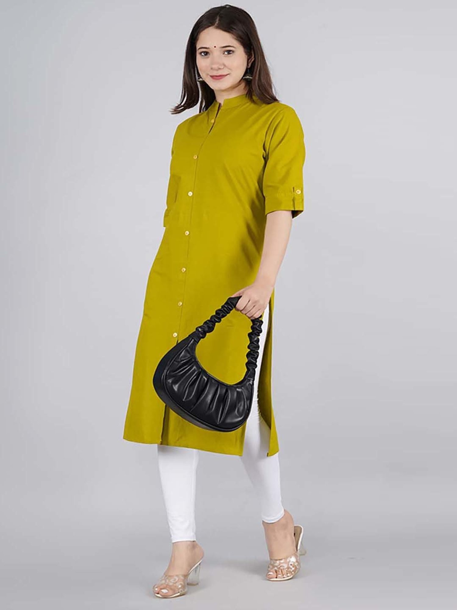Kipek Green Cotton Straight Kurta