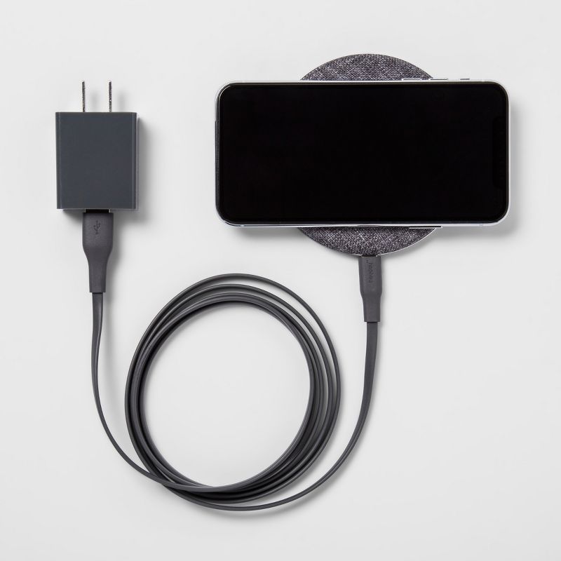 heyday™ Qi Wireless Fabric Charging Puck - Gunmetal