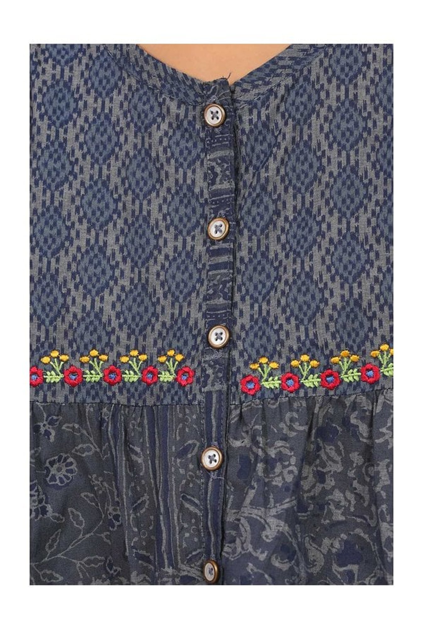 BIBA Girls Navy Printed Dress