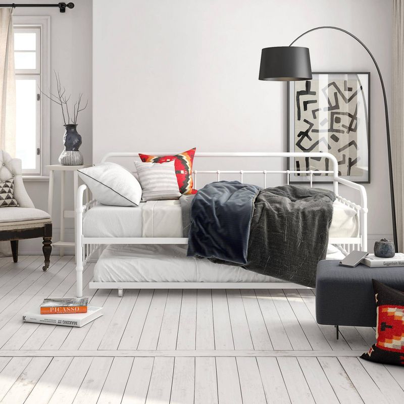 Twin Kaila Metal Daybed and Trundle White - Room & Joy