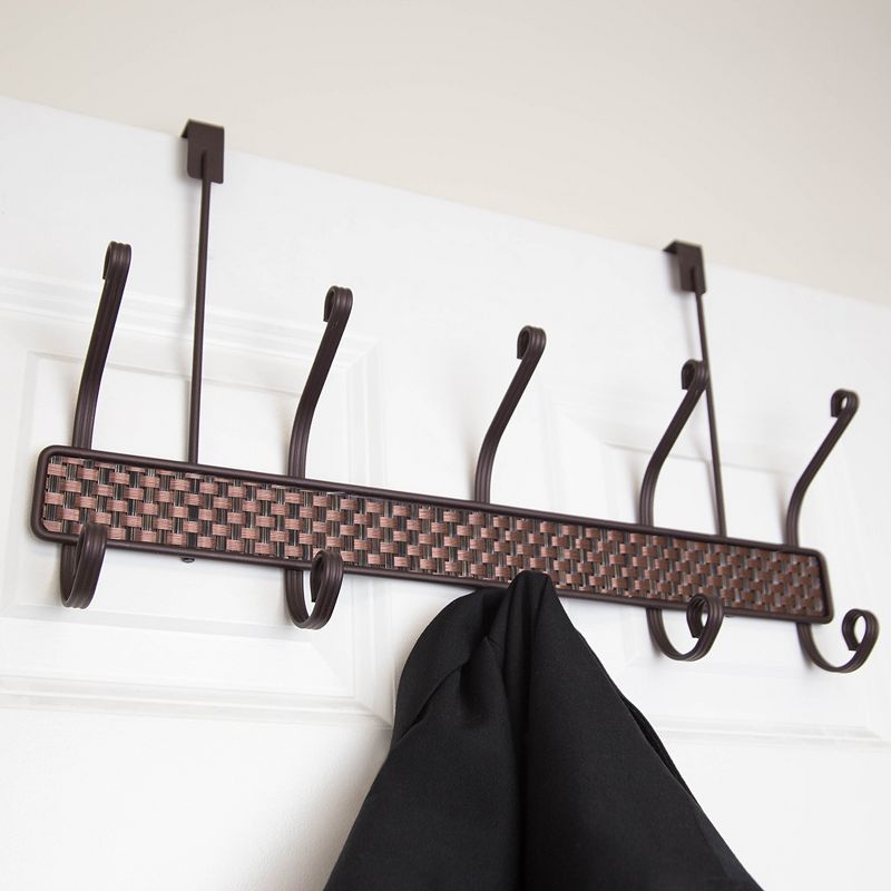 Home Basics Bronze Over the Door 5 Hook Hanging Rack, Bronze