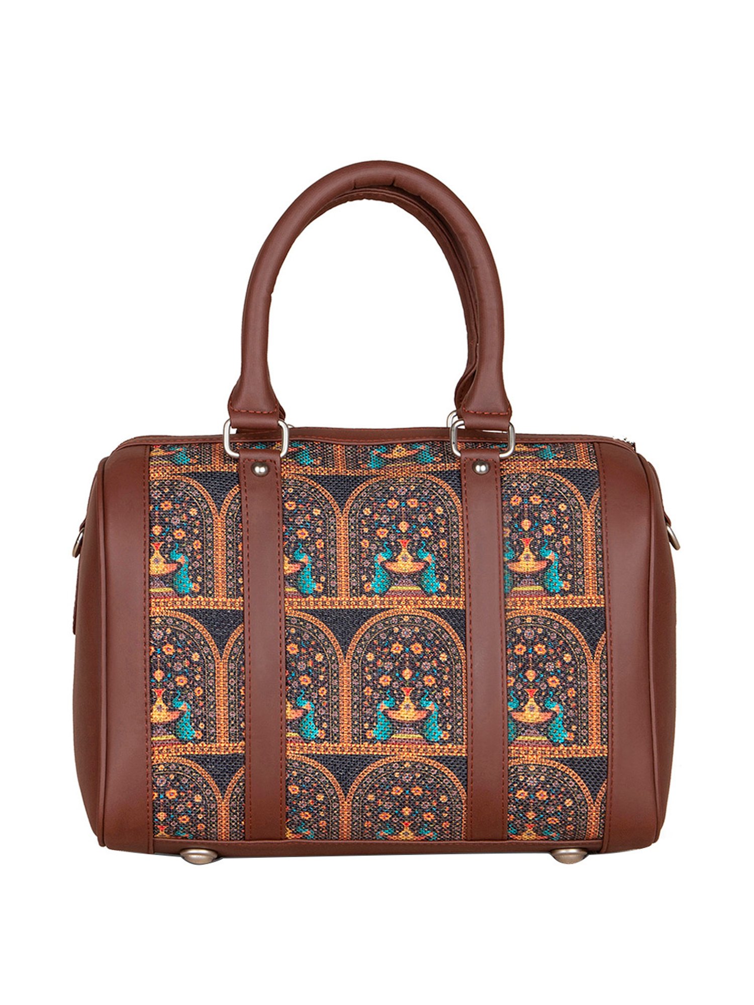 ZOUK Black Printed Medium Handbag