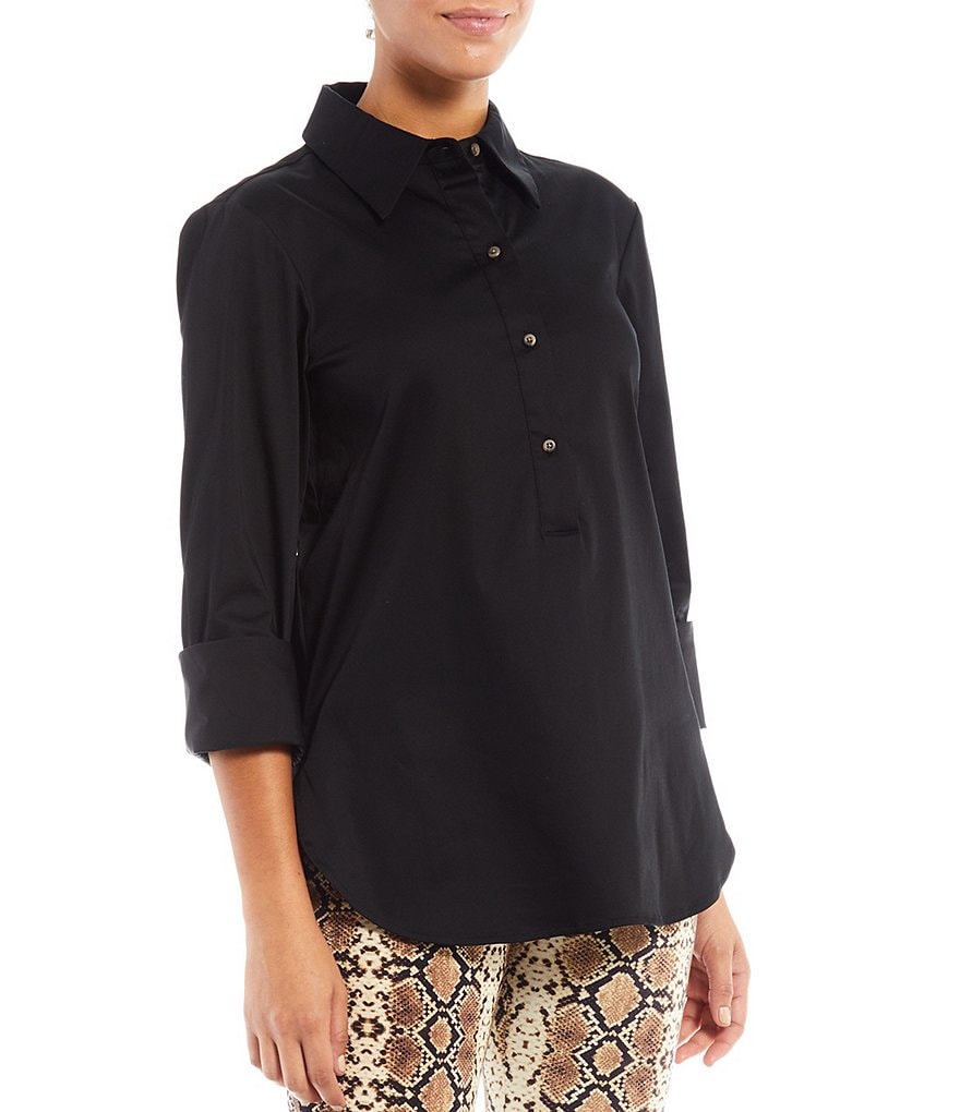 Preston & York Alexis Button Down Long Sleeve Woven Tunic
