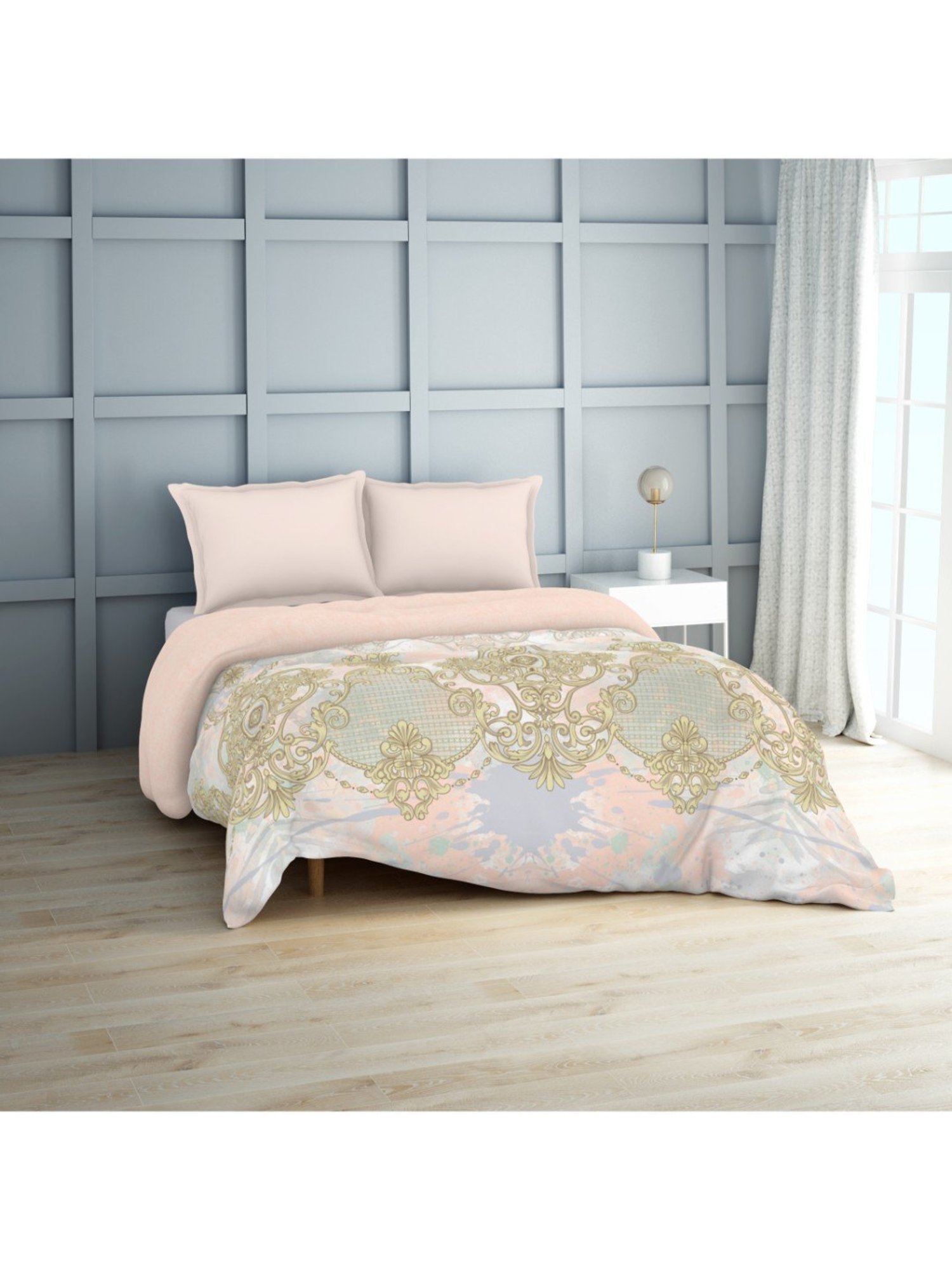 Spaces Printed Grey 180 TC Cotton Double Quilt