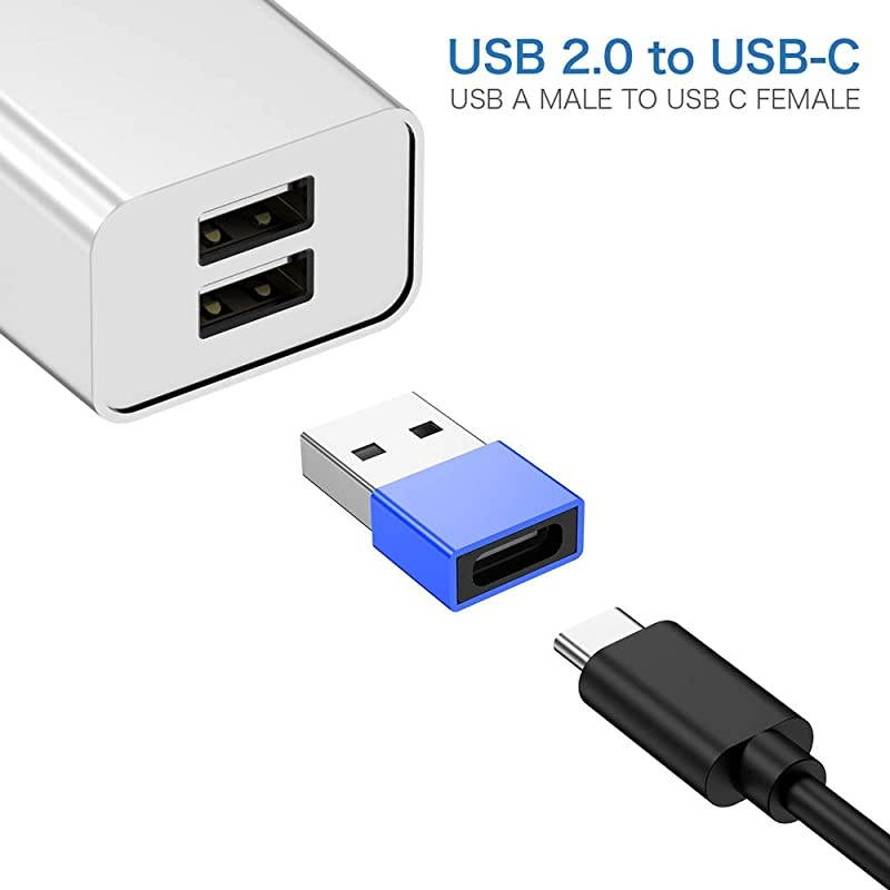 USB C Female to USB Male Adapter 2Pack  Type C to USB A Adapter Compatible with Laptops Power Banks Chargers and More Devices with Standard USB A PortsBlue