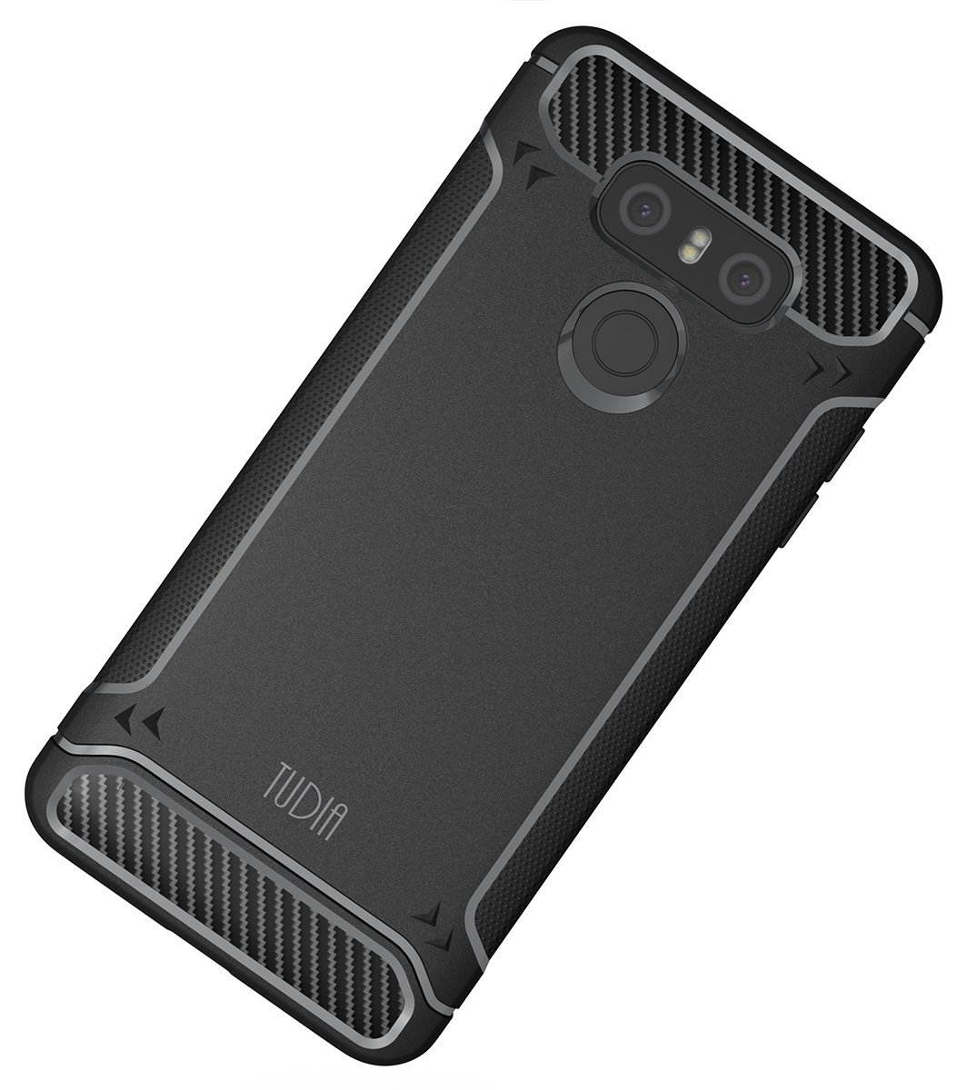 TUDIA Carbon Fiber Design Lightweight [TAMM] TPU Bumper Shock Absorption Case for LG G6 (Black)