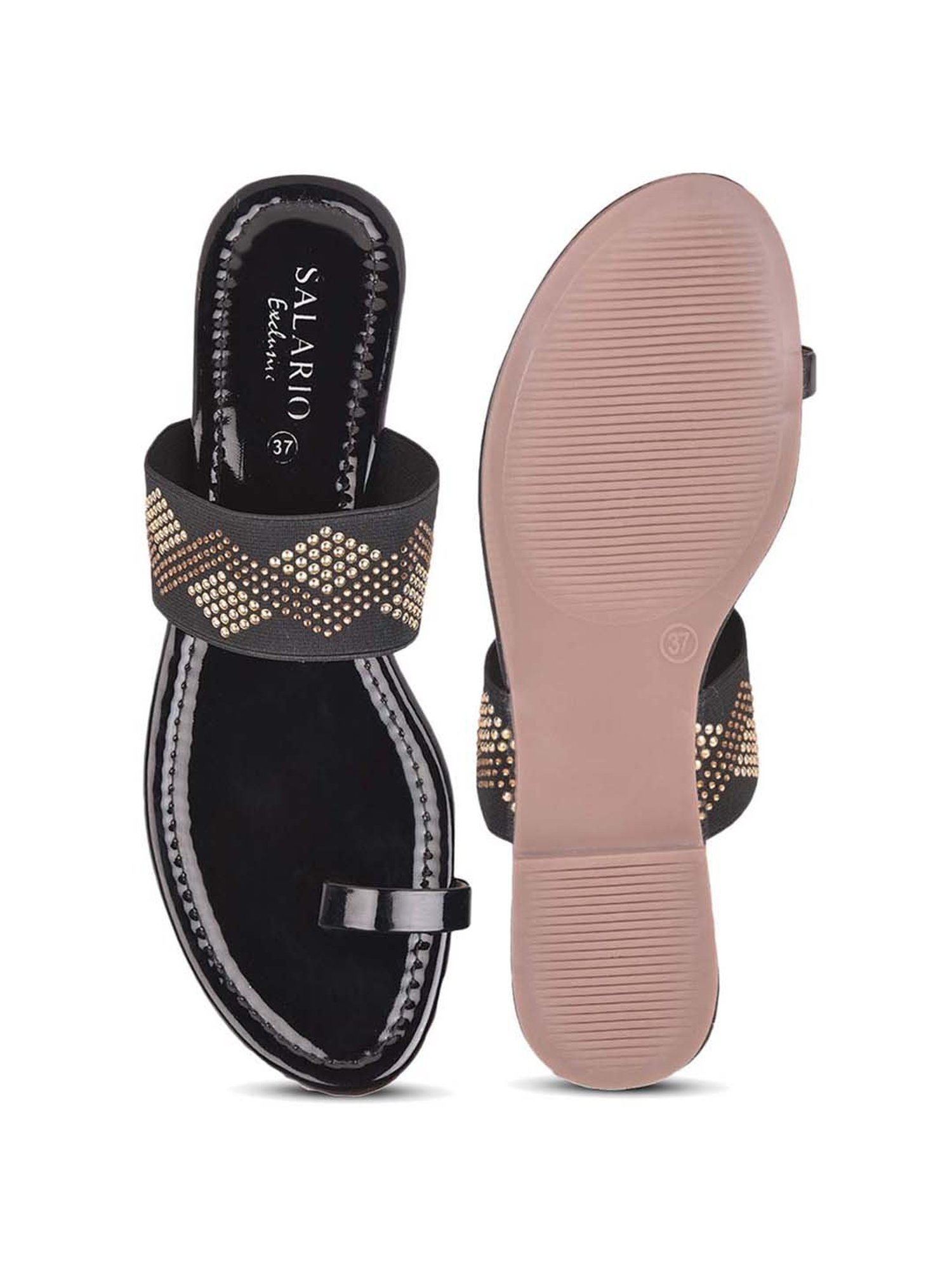 Salario Women's Black Toe Ring Sandals