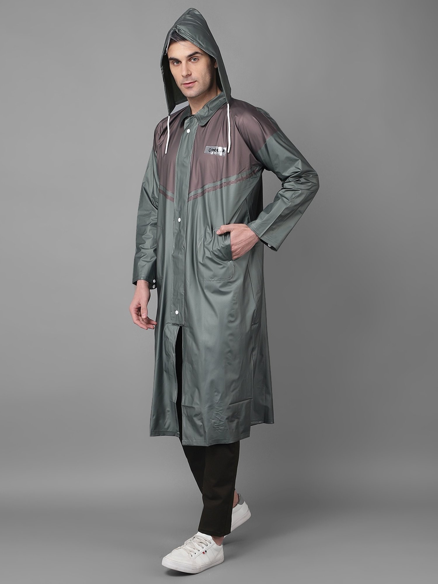 Dollar Green Regular Fit Colour Block Rainwear Jacket