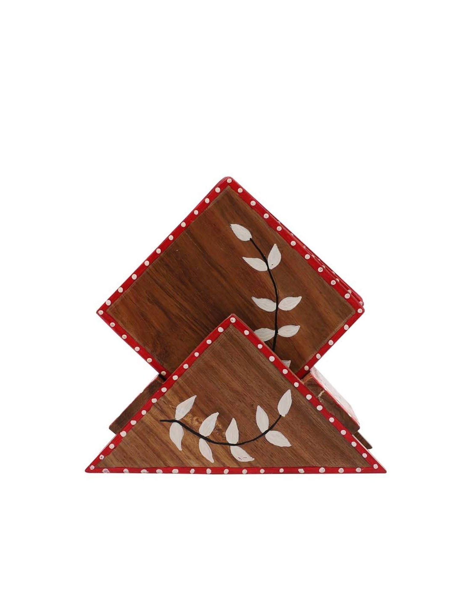Karo Tapi Printed Multicolor Wood Coasters - Set of 6