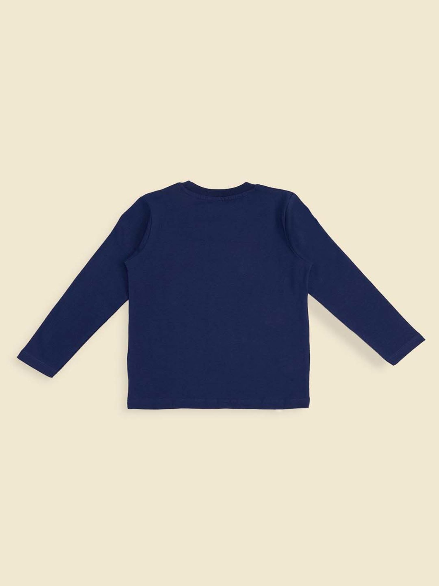 Pantaloons Baby Kids Blue & White Cotton Printed Full Sleeves T-Shirt