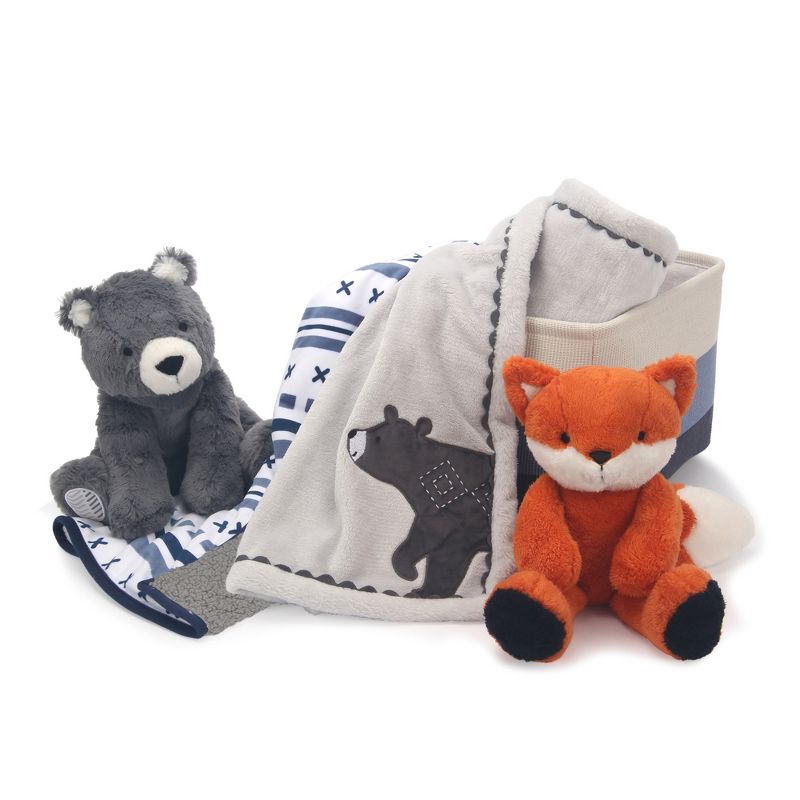 Lambs & Ivy Blue 5-Piece Baby Gift Basket for Baby Shower/Newborn Welcome Home
