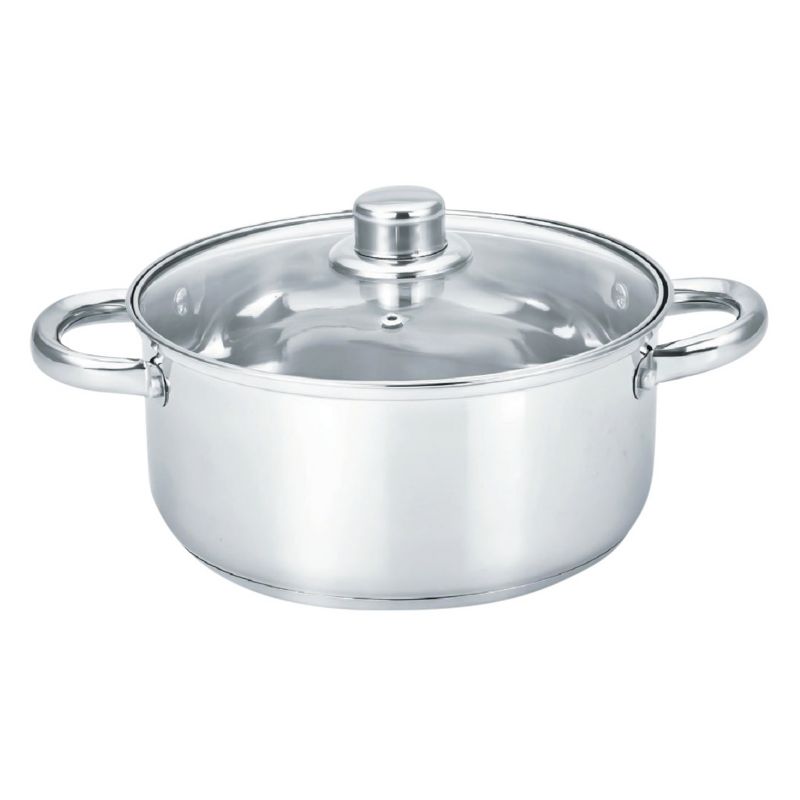Gourmet Chef 12" Stainless Steel Stock Pot with Glass Lid