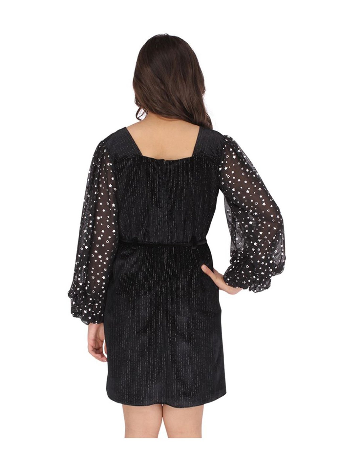 Cutecumber Kids Black Printed Full Sleeves Dress