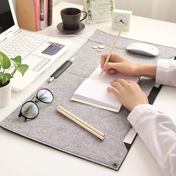 Jansicotek Professional Felt Mouse Pad 2 Layers XL Size 600x300MM Office Desk Mat Fashion Durable Computer Desk Mat Modern Table Felt with Pen Holder for Home Office Use