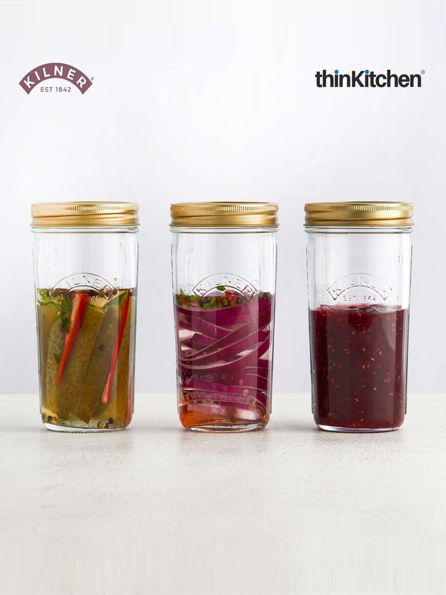 Kilner Transparent Glass Wide Mouth Preserve Jars (0.5 L) - Set of 3