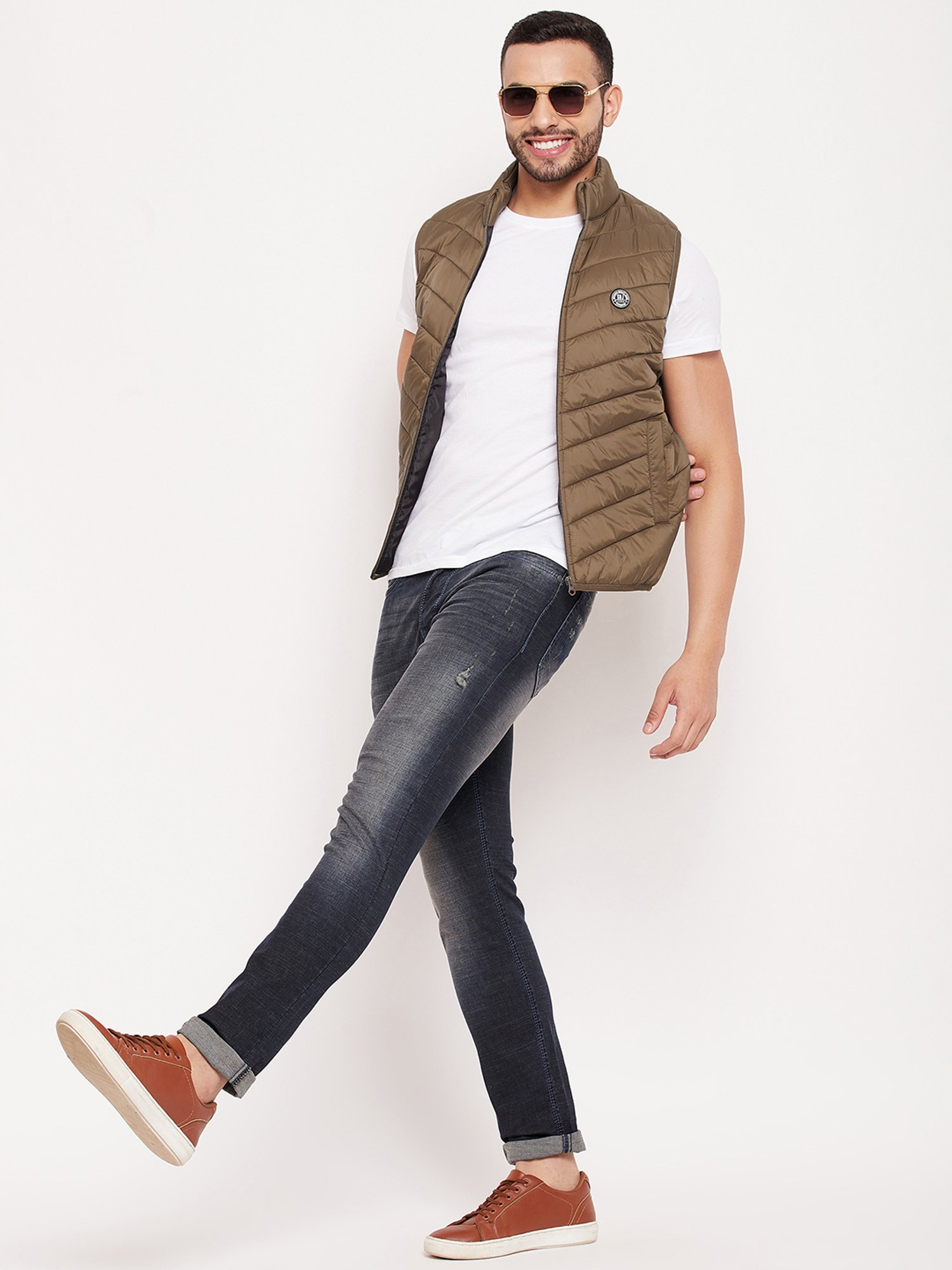 Duke Light Khaki Slim Fit Quilted Jacket