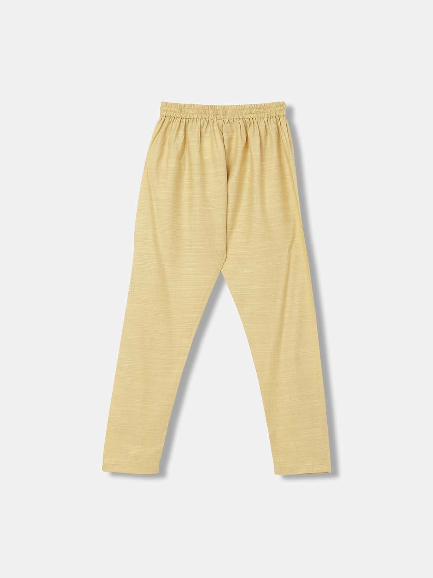 Blue Giraffe Kids Yellow Striped Full Sleeves Kurta Set