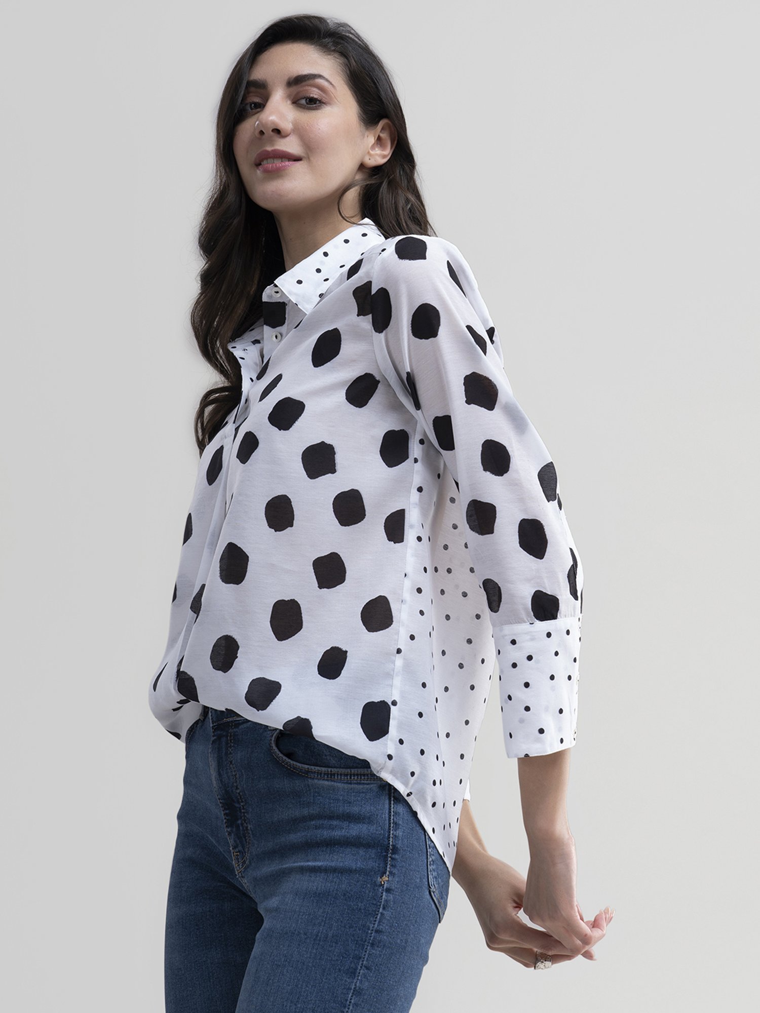 Pink Fort White Printed Shirt