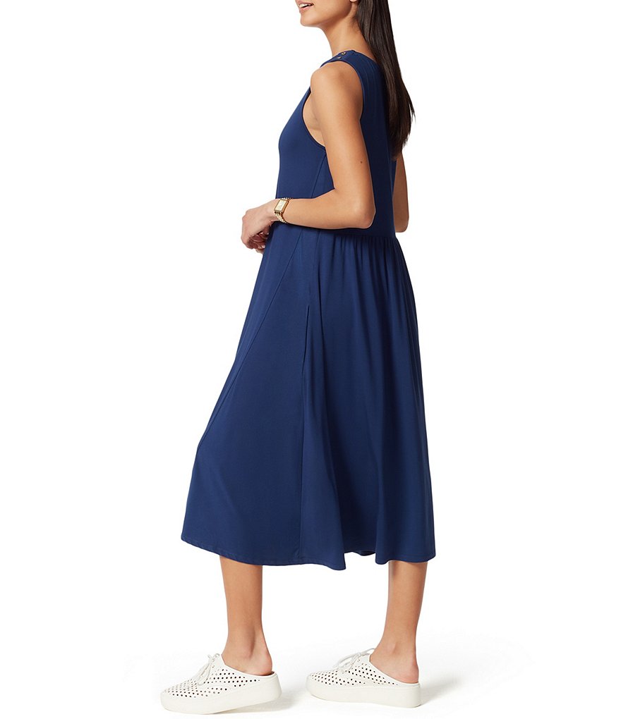 Anne Klein Sport Carlita Jewel Neck Sleeveless Midi Shift Tank Dress