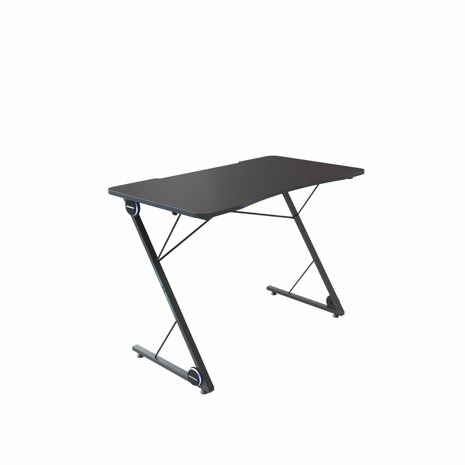 Z-shaped Game Table with LED Light & Headphone Holder & Cup Holder & Gamepad Holder, Size: 43.3x23.6x30.8 inch