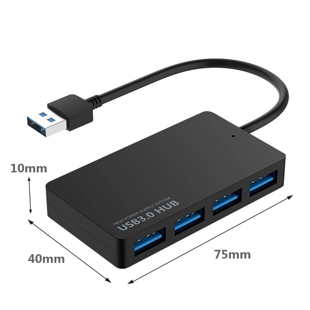 4-Port USB 3.0 Hub, USB Ultra Slim Data Hub Adapter, Compatible for MacBook Air, Mac Mini, iMac Pro, Microsoft Surface, Ultrabooks,PC, Laptop and Other USB Devices, USB Splitter(Black)