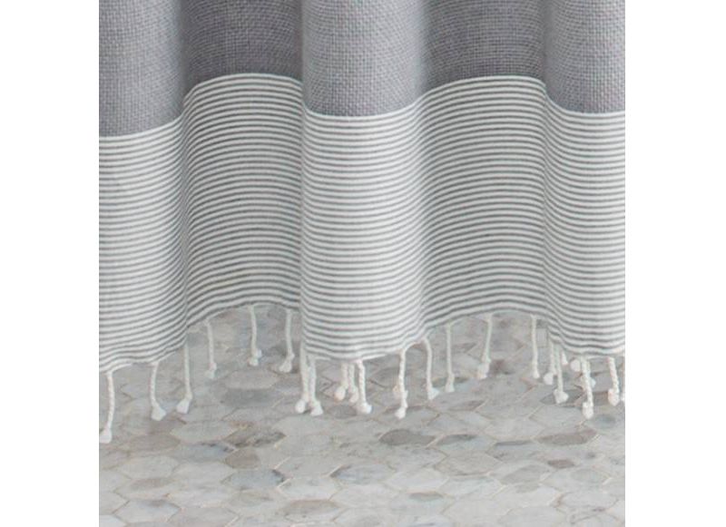 Fringe Cotton Shower Curtain Gray - VCNY