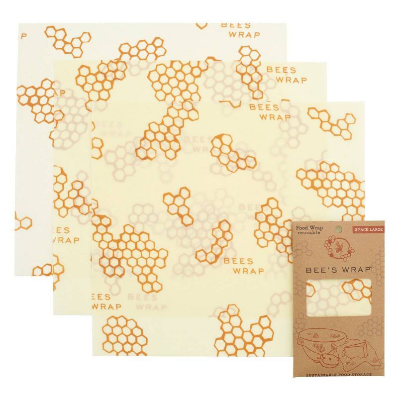 Bee's Wrap Large 3pk Eco Friendly Reusable Food Wraps Sustainable Plastic Free Food Storage