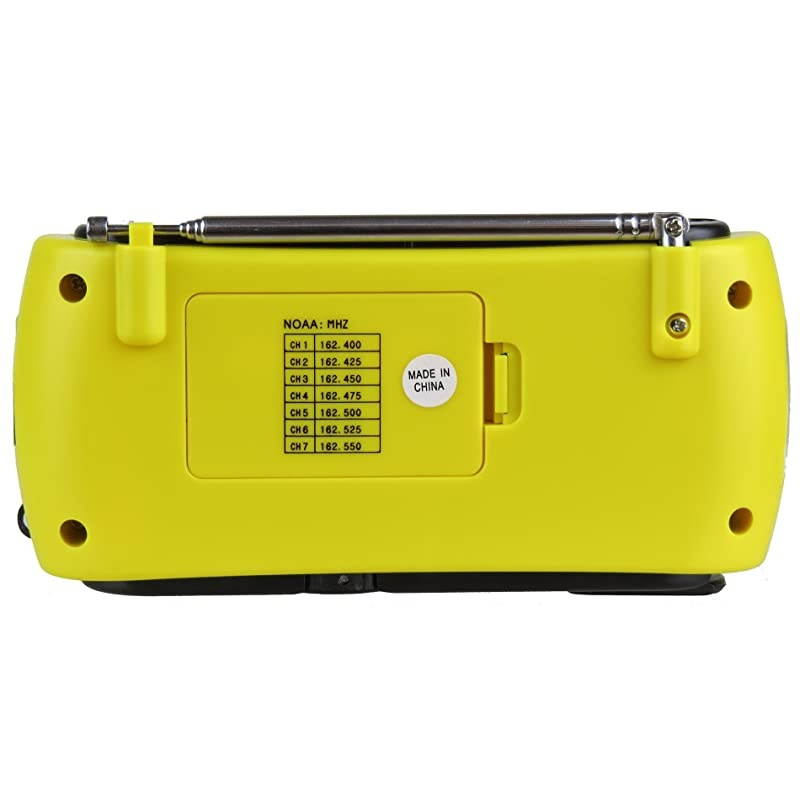 KA332W Portable Hand Crank Solar AMFM NOAA Weather Radio with Cell Phone Charger 3LED Flashlight Yellow