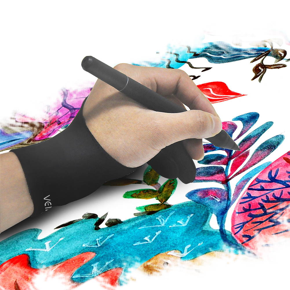 VEIKK Artist Glove for Drawing Tablet Free Size, 1 Unit for Left-Handed or Right-Handed- Black