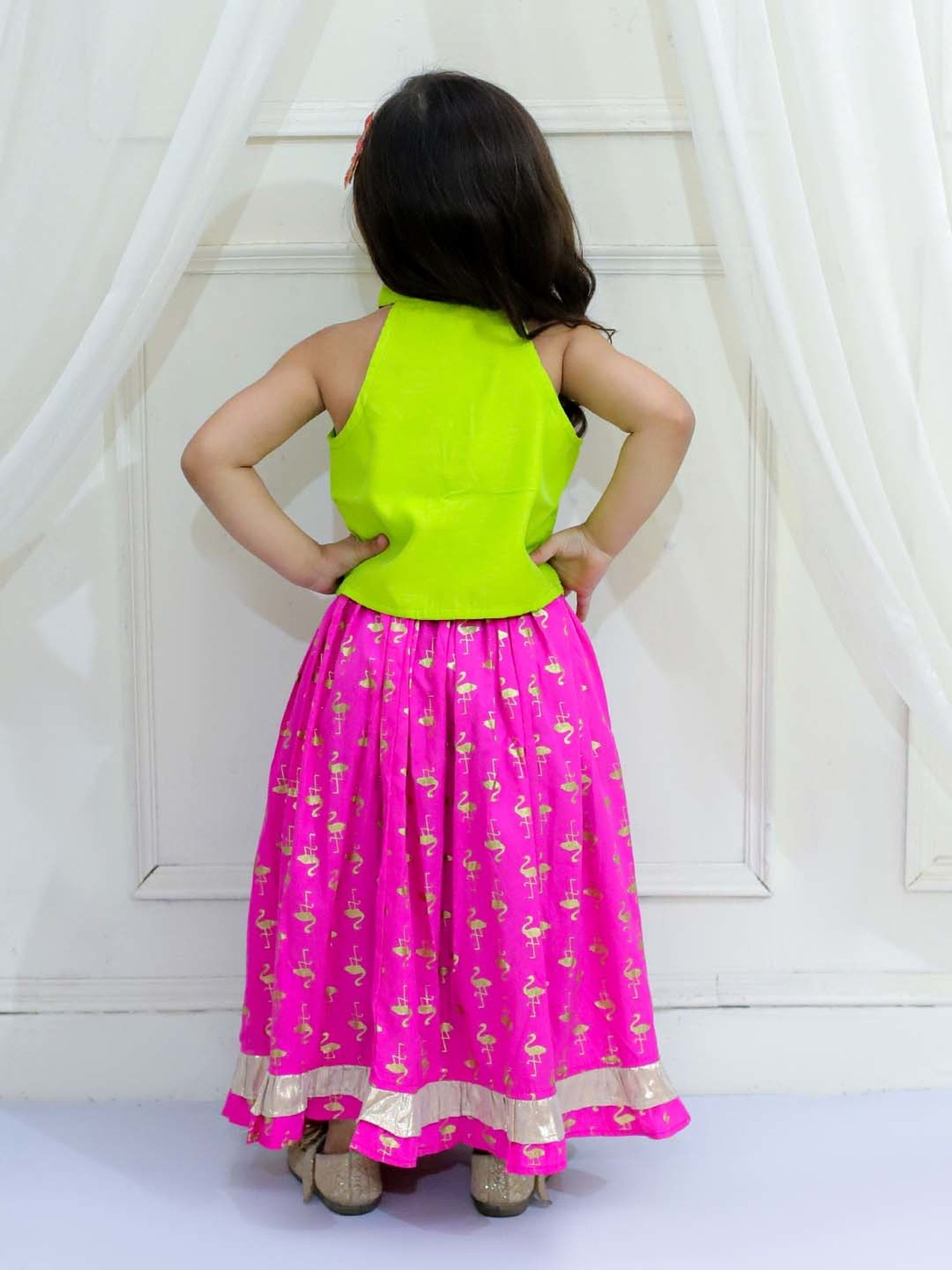TWISHA Kids Green & Pink Regular Fit Top Set