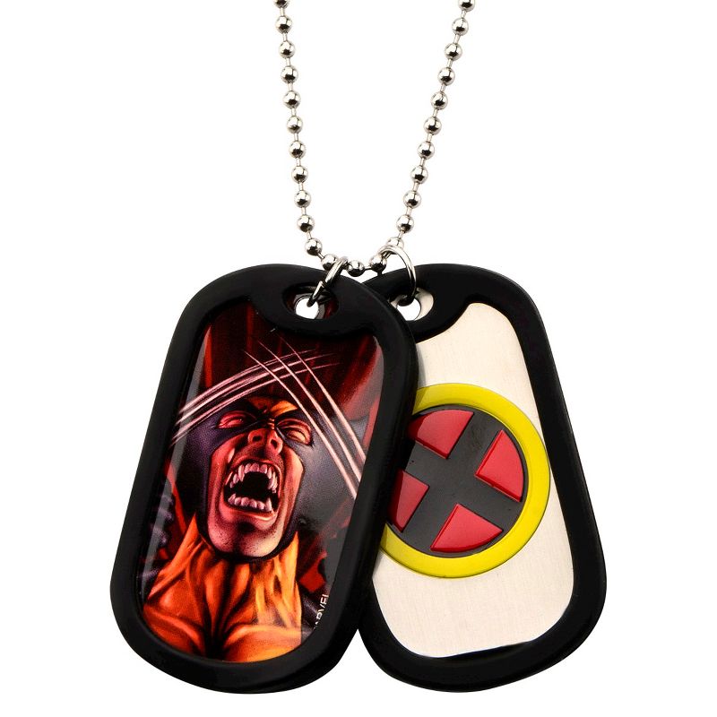 Men's Marvel X MEN Wolverine Double Stainless Steel Dog Tag and Rubber Silencers (22")