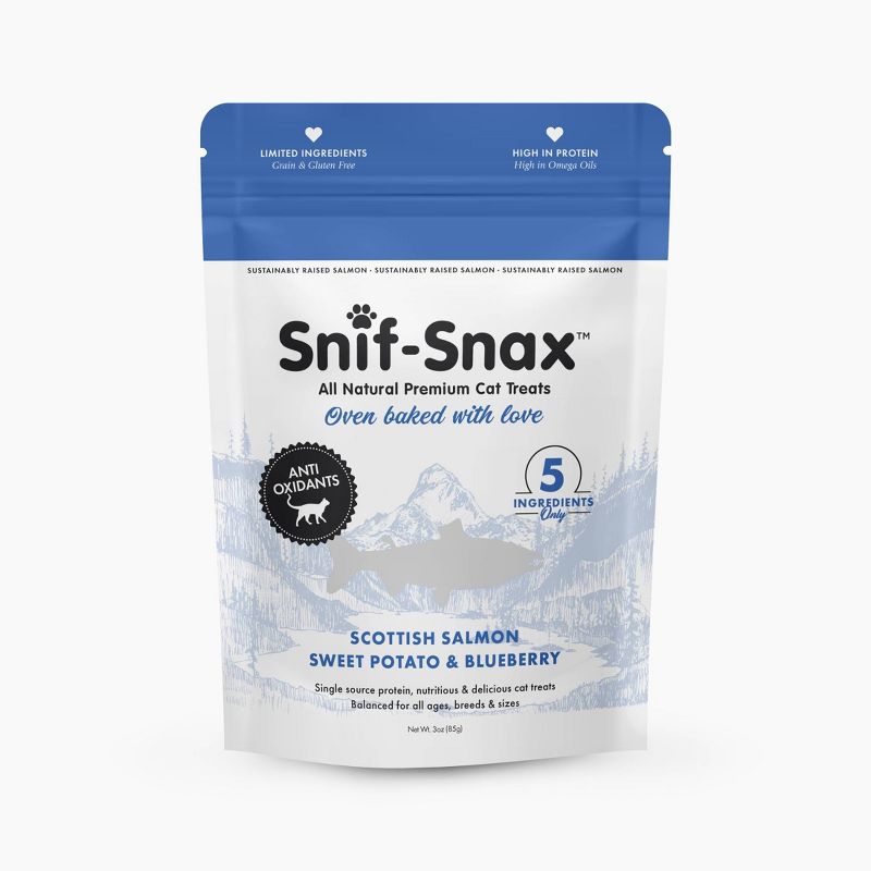 Snif-Snax Anti Oxidant All Natural Salmon, Sweet Potato & Blueberry Cat Treats - 3oz