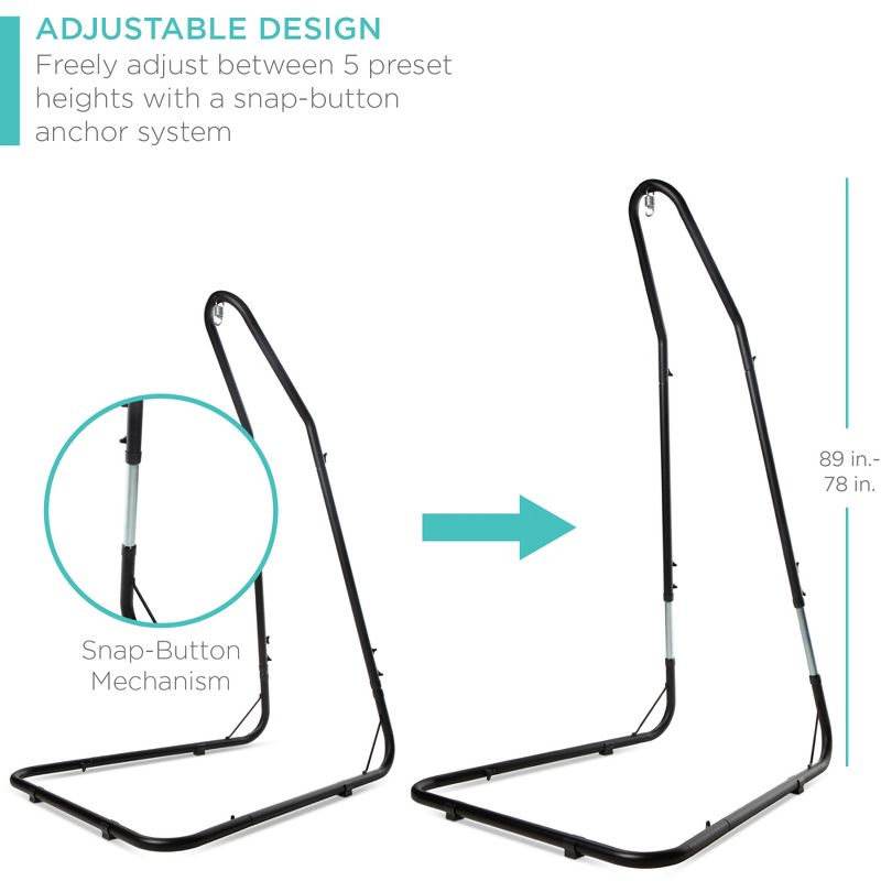Best Choice Products Adjustable Curved Stand for Hammock Chairs and Swings - Black