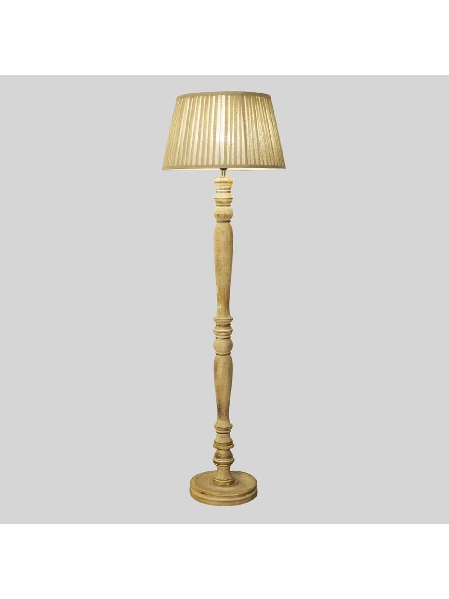 Kapoor E Illuminations Siemon Distress White Wood Single Light Floor Lamp